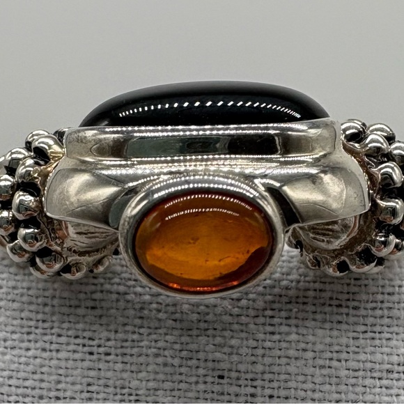 Joseph Esposito Sterling Silver Multi-Chain Necklace with Removable Onyx Pendant - Picture 7 of 8